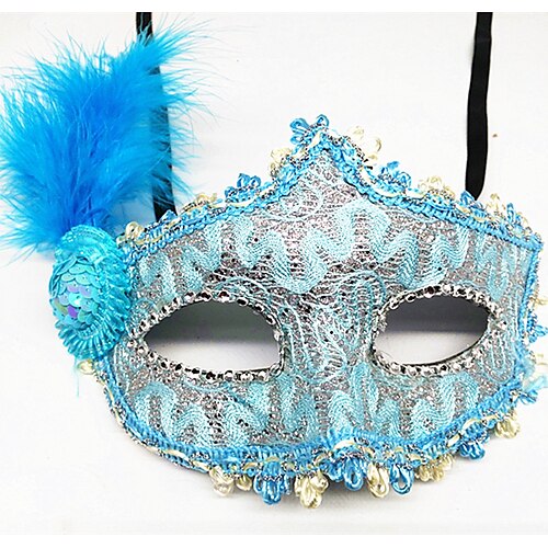 Kids Masquerade Mask Blue Iridescent Rhinestones Lace Mask Masquerade Store 40