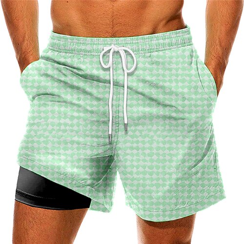 

Men's Swim Trunks Swim Shorts Quick Dry Board Shorts Bathing Suit Compression Liner with Pockets Drawstring Swimming Surfing Beach Water Sports Printed Spring Summer