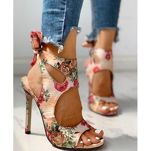 

Women's Shoes Large Size Foreign Trade Sandals High Heels Flower Stiletto Women's Shoes