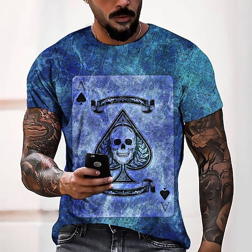 

Men's Tee T shirt Tee 3D Print Graphic Round Neck Casual Daily 3D Print Short Sleeve Tops Designer Fashion Cool Comfortable Green Blue Yellow / Summer