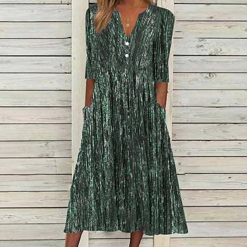 

Mulheres Vestido casual Vestido de turno Vestido midi Rosa Verde Manga Curta Cores Gradiente Bolsos Verão Primavera Decote V Casual Ajuste Largo 2023 S M L XL XXL 3XL