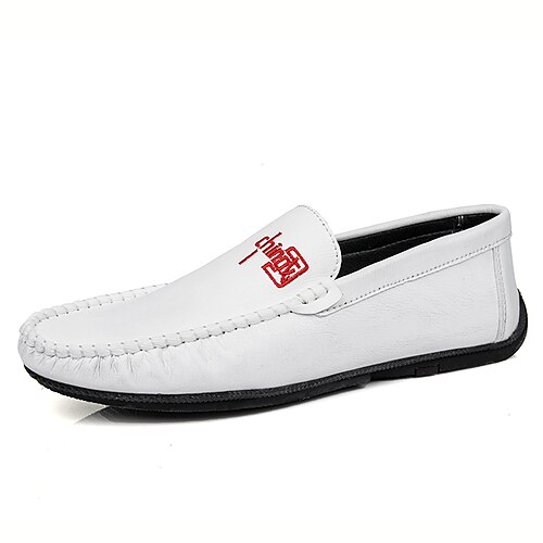 

Men's Loafers & Slip-Ons Comfort Loafers Comfort Shoes Crib Shoes Casual Daily Pigskin PU Black Red White Fall Spring