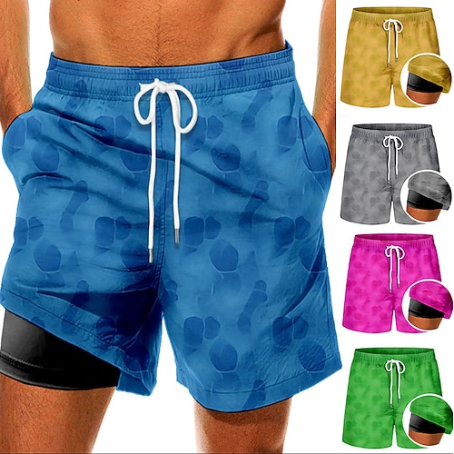 

Men's Swim Trunks Swim Shorts Quick Dry Board Shorts Bathing Suit Compression Liner with Pockets Drawstring Swimming Surfing Beach Water Sports Printed Summer / Stretchy