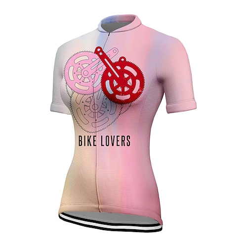 

21Grams Women's Short Sleeve Cycling Jersey Gear Bike Jersey Shirt Mountain Bike MTB Road Bike Cycling Rosy Pink Blue Spandex Polyester Breathable Quick Dry Moisture Wicking Sports Clothing Apparel