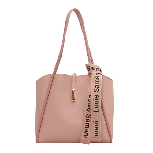 

Women's Sling Bags Tote Shoulder Bag PU Leather Zipper Solid Color Daily Outdoor White Pink Khaki