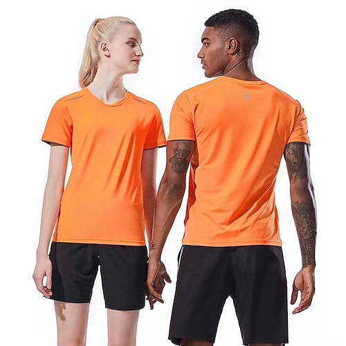 

Men's Women's Workout Shirt Running Shirt Reflective Strip Short Sleeve Tee Tshirt Athletic Spandex Breathable Quick Dry Moisture Wicking Running Jogging Training Sportswear Activewear Solid Colored