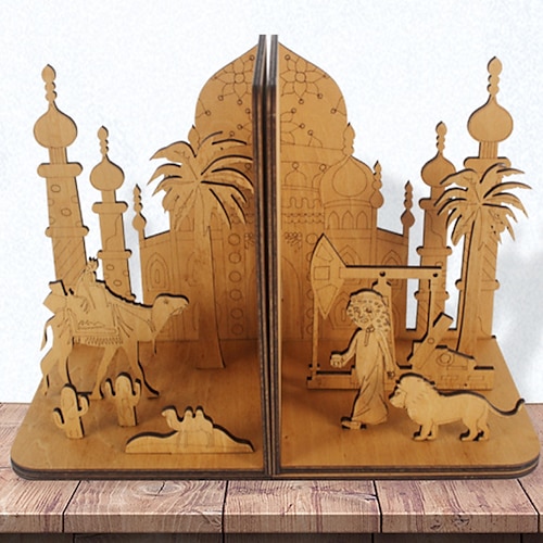 

Book Ends 1 Pair Wood Decorative Bookends Non-Slip Bookends Bookends for School Office Business Easy to Carry Vintage Economy Universal Nonskid Heavy Duty 10.245.127.48 inch