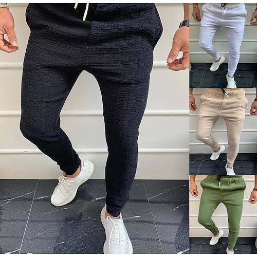 

Men's Chinos Trousers Jogger Pants Chino Pants Pocket Drawstring Elastic Waist Solid Color Lightweight Sports Short Fitness Running Sports Athleisure Green Black Micro-elastic