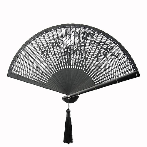 

All Bamboo Ancient Fan Japanese Style Folding Fan Black Handmade Gift