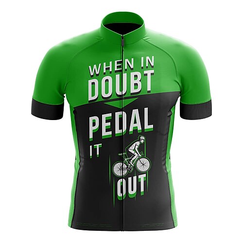 

21Grams Men's Cycling Jersey Short Sleeve Bike Jersey Top with 3 Rear Pockets Mountain Bike MTB Road Bike Cycling Breathable Quick Dry Moisture Wicking Reflective Strips Green Graphic Color Block