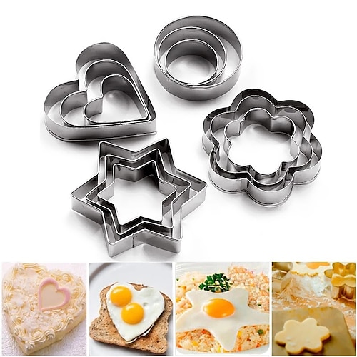 

12pcs/set Stainless Steel Cookie Biscuit DIY Mold Star Heart Round Flower Shape Cutter Baking Mould Tools