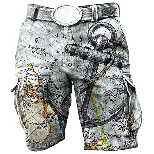 

Men's Cargo Shorts Work Shorts Multi Pocket Multiple Pockets Graphic Map Boat Breathable Soft Short Sports Outdoor Casual Daily Cotton Blend Fashion Streetwear Green