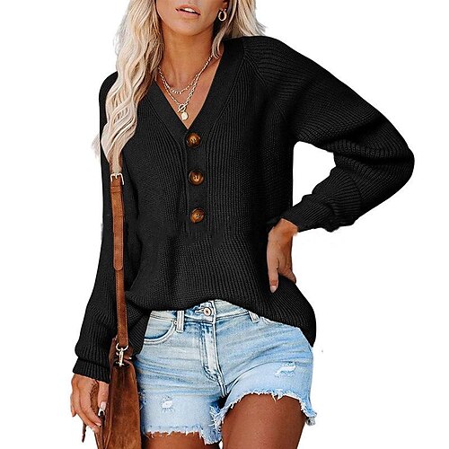 

Women's Autumn Daily Casual Button Sweater New Knitted V-Neck Sweater Women