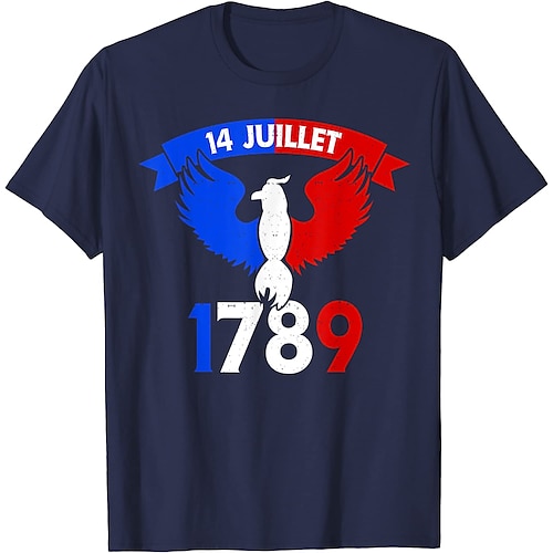 

Inspired by 14 Juillet 2022 Fête Nationale Française Vive La France Tricolore Française T-shirt Souvenir 100% Polyester Anime Classic Street Style T-shirt For Men's / Women's / Couple's