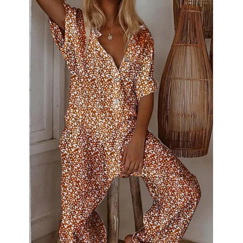 

Women's Pants Trousers Jumpsuit Rompers Linen / Cotton Blend Khaki Mid Waist Fashion Casual Weekend Print Micro-elastic Full Length Comfort Graphic S M L XL XXL