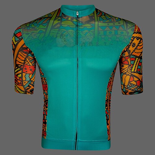 

21Grams Men's Cycling Jersey Short Sleeve Bike Top with 3 Rear Pockets Mountain Bike MTB Road Bike Cycling Breathable Quick Dry Moisture Wicking Reflective Strips Green Graphic Polyester Spandex