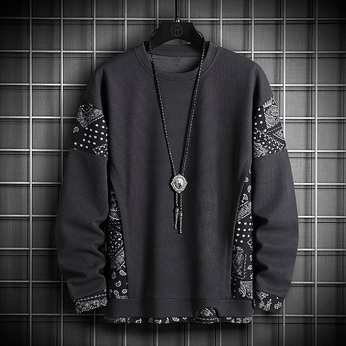 

Hombre Sudadera Negro Blanco Gris Claro Gris Oscuro Cuello Barco Letra Impresión de cadenas Estampado Trabajo Casual Urbano Ropa de calle Trabajo Casual Invierno Ropa Sudaderas con capucha Sudaderas