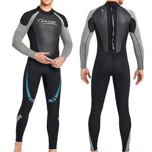 

Dive&Sail Men's Full Wetsuit 3mm SCR Neoprene Diving Suit Thermal Warm Windproof UPF50 High Elasticity Long Sleeve Full Body Back Zip - Swimming Diving Scuba Kayaking Patchwork Spring Summer Winter