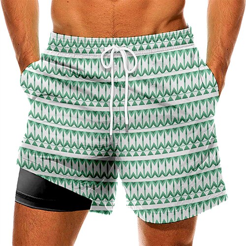 

Men's Swim Trunks Swim Shorts Quick Dry Board Shorts Bathing Suit with Pockets Compression Liner Drawstring Swimming Surfing Beach Water Sports Printed Summer / Stretchy