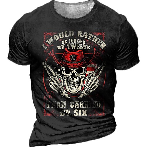 

Men's Unisex T shirt Tee 3D Print Graphic Patterned Skull Letter Crew Neck Street Daily Print Short Sleeve Tops Designer Casual Vintage Big and Tall Black Army Green Khaki / Summer