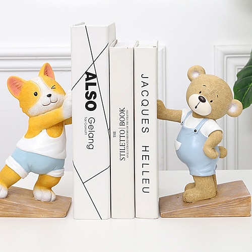 

Book Ends 1pcs Resin Decorative Bookends Non-Slip Bookends Bookends for School Office Business Easy to Carry Vintage Economy Universal Nonskid Heavy Duty 5.123.748.46 inch
