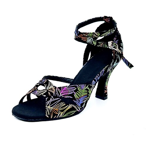 

Mujer Zapatos de Baile Latino Zapatos de danza Interior Rendimiento chacha Patrón / Estampado Tacones Alto Diseño / Estampado Cosecha Tacón alto Punta abierta Correa cruzada Adulto Negro y Verde