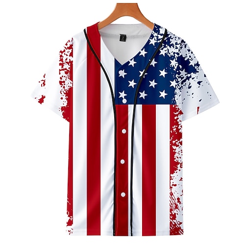 

baseball jersey button shirt for men women Independence Day patriottico 3d stampato athleisure streetwear uniforme da baseball a maniche corte