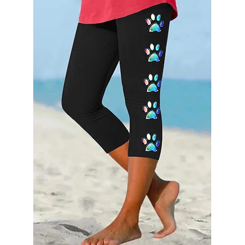 

Women's Pants Trousers Capri shorts Trousers Black / White Red White Mid Waist Casual / Sporty Athleisure Weekend Yoga Print Micro-elastic Calf-Length Comfort Graphic S M L XL XXL / Slim