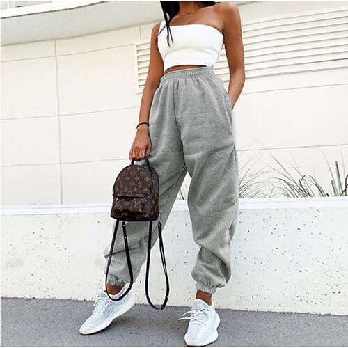 

Damen Cargohose Cargohosen Hose Hosen Armeegrün Grau Weiß Mittlere Taillenlinie Casual / sportlich Athleisure Casual Wochenende Seitentaschen Mikro-elastisch Knöchellänge Komfort Glatt S M L XL XXL