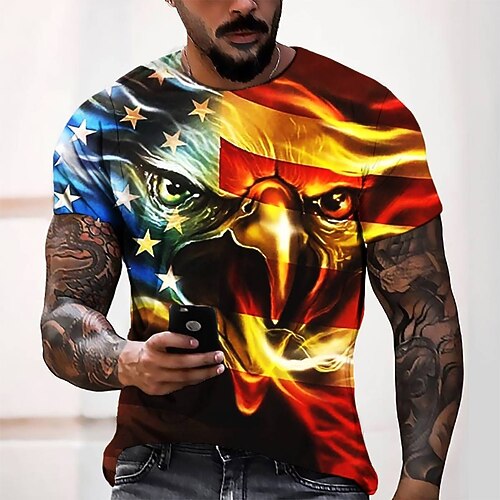 

Men's T shirt Tee Tee Graphic Round Neck Green Blue Purple Orange Red 3D Print Casual Daily Short Sleeve 3D Print Clothing Apparel Fashion Cool Designer Comfortable / Summer / Summer