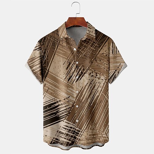 

Men's Shirt Print Graffiti Turndown Street Daily Button-Down Print Short Sleeve Tops Casual Fashion Breathable Comfortable Brown