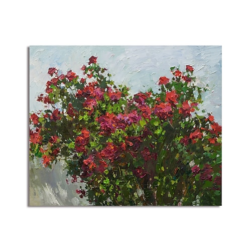 

Oil Painting Handmade Hand Painted Wall Art Abstract Red Flowers Canvas Painting Home Decoration Decor Stretched Frame Ready to Hang