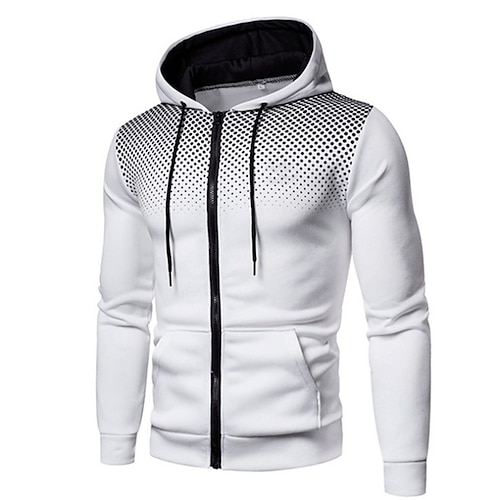 

Men's Hoodie Jacket Full Zip Print Hoodie Polka Dot Sport Athleisure Shirt Long Sleeve Breathable Soft Comfortable Everyday Use Street Casual Athleisure Daily Outdoor / Winter