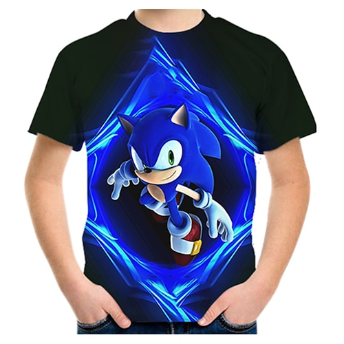 

Kids Boys T shirt Tee Sonic Short Sleeve 3D Print Graphic Patterned Crewneck Blue Yellow Light Brown Children Tops Spring & Summer Active Daily Outdoor Regular Fit 4-12 Years