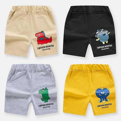 

Kids Boys Shorts Animal Active Patchwork Casual Cotton 2-8 Years Spring Yellow Light gray Dark Gray