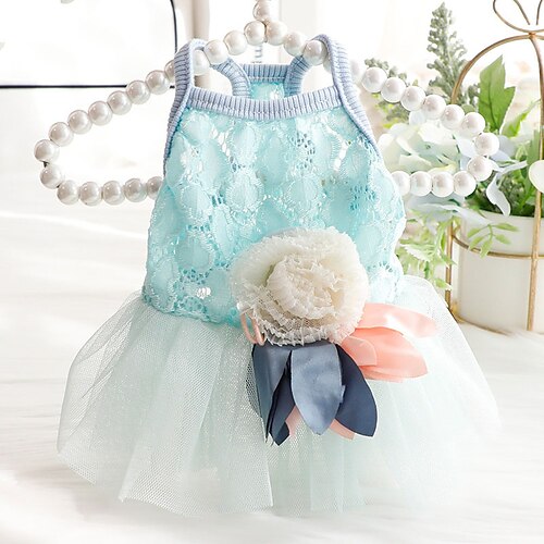 

Dog Cat Dress Bowknot Flower / Floral Fashion Cute Party Dailywear Dog Clothes Puppy Clothes Dog Outfits Breathable Rosy Pink Light Blue Costume for Girl and Boy Dog Cotton XS S M L XL