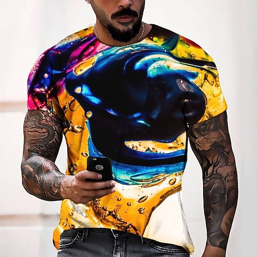 

Men's Tee T shirt Tee 3D Print Graphic Round Neck Casual Daily 3D Print Short Sleeve Tops Designer Fashion Cool Comfortable Blue / Summer