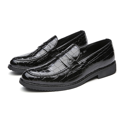 

Men's Loafers & Slip-Ons Crocodile Pattern Casual Classic Daily Office & Career PU Warm Black Brown Spring Summer