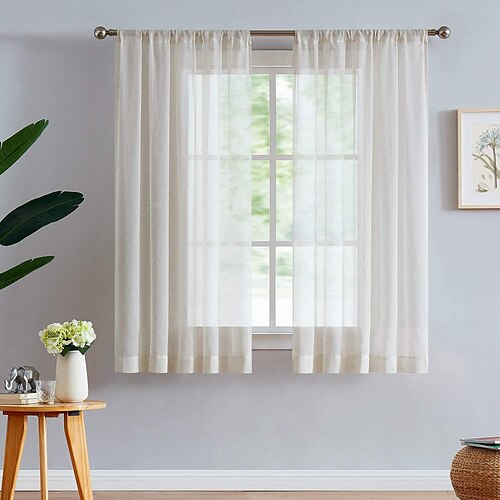 

cortinas transparentes janela branca cortinas de cozinha casa de fazenda para sala de estar quarto, cortina voile bolso cortina francesa vintage cortinas 1 painel