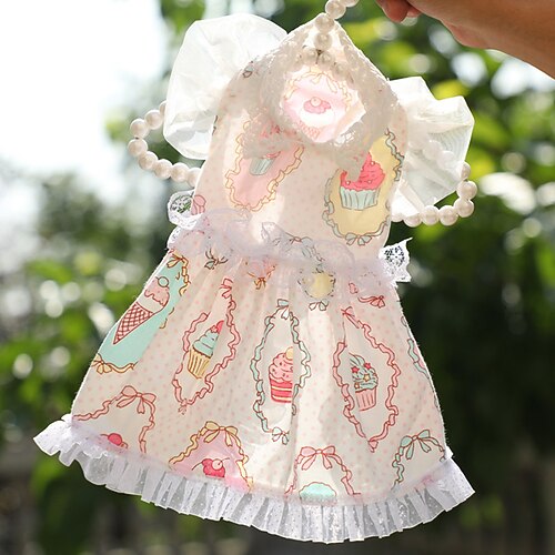 

Dog Cat Dress Lace Graphic Patterned Bowknot Fashion Cute Party Dailywear Dog Clothes Puppy Clothes Dog Outfits Breathable White Purple Costume for Girl and Boy Dog Cotton XS S M L XL