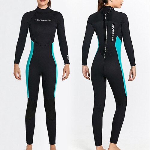 

Dive&Sail Women's Full Wetsuit 3mm SCR Neoprene Diving Suit Thermal Warm Windproof UPF50 High Elasticity Long Sleeve Full Body Back Zip - Swimming Diving Scuba Kayaking Patchwork Spring Summer Winter