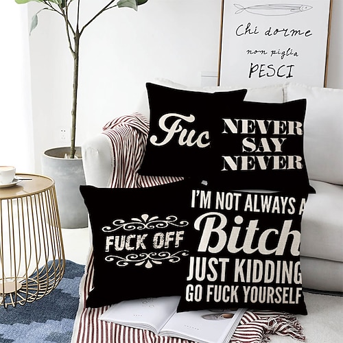 

Slogan Double Side Cushion Cover 4PC Soft Decorative Square Throw Pillow Cover Cushion Case Pillowcase for Bedroom Livingroom Superior Quality Machine Washable Indoor Cushion for Sofa Couch Bed Chair