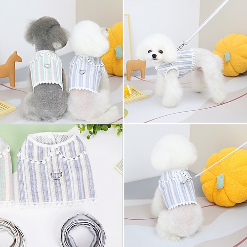 

Dog Cat Harness Striped Adorable Sweet Dailywear Casual / Daily Dog Clothes Puppy Clothes Dog Outfits Soft Green Blue Costume for Girl and Boy Dog Cotton S M L XL XXL