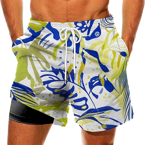 

Men's Swim Trunks Swim Shorts Quick Dry Board Shorts Bathing Suit with Pockets Compression Liner Drawstring Swimming Surfing Beach Water Sports Floral Summer