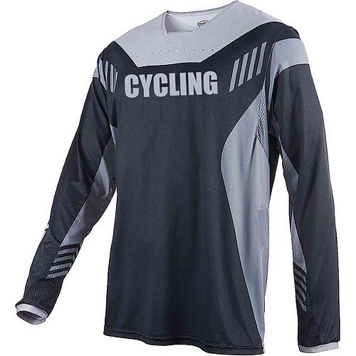 

21Grams Men's Downhill Jersey Long Sleeve Mountain Bike MTB Road Bike Cycling Grey Orange Blue Color Block Bike Jersey Breathable Quick Dry Moisture Wicking Polyester Spandex Sports Color Block