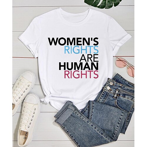 

Women's T shirt Tee Vote Ruthless Pro Roe 1973 Feminist Casual Daily T shirt Tee Short Sleeve Round Neck Basic Essential White Black Blue S