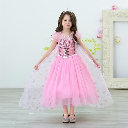 

Kids Little Girls' Dress Solid Colored A Line Dress Party Special Occasion Sequins Pink Midi Short Sleeve Princess Cute Dresses Spring Summer Slim 3-10 Years