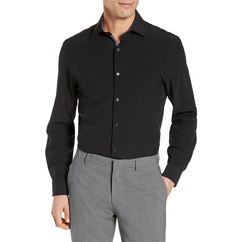 

Men's Dress Shirt Graphic Prints Turndown Black White Wedding Work Long Sleeve Button-Down Clothing Apparel Fashion Business Formal Comfortable