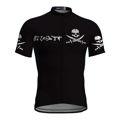 

21Grams Men's Cycling Jersey Short Sleeve Bike Top with 3 Rear Pockets Mountain Bike MTB Road Bike Cycling Breathable Quick Dry Moisture Wicking Reflective Strips Black Skull Polyester Spandex Sports
