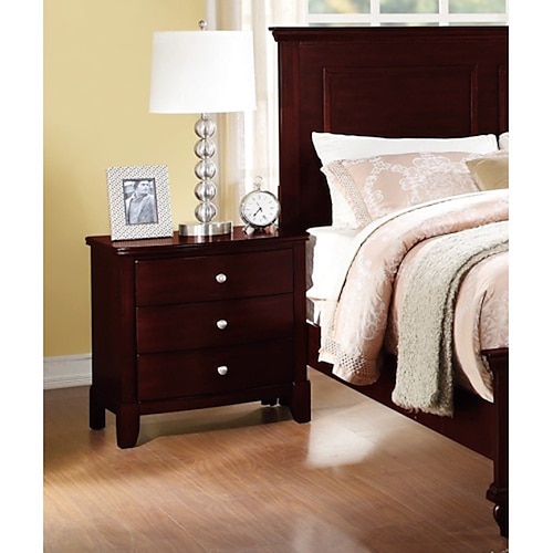 

Brown Finish 3-Drawers Nightstand Bedroom Furniture 1pc Nightstand MDF Birch veneer